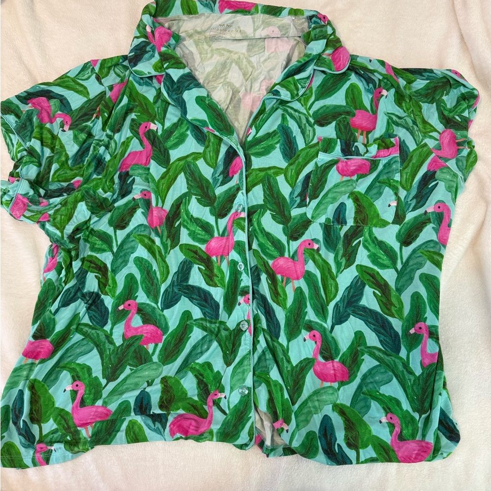 Little Sleepies Flamingo Print Button-Up Shirt